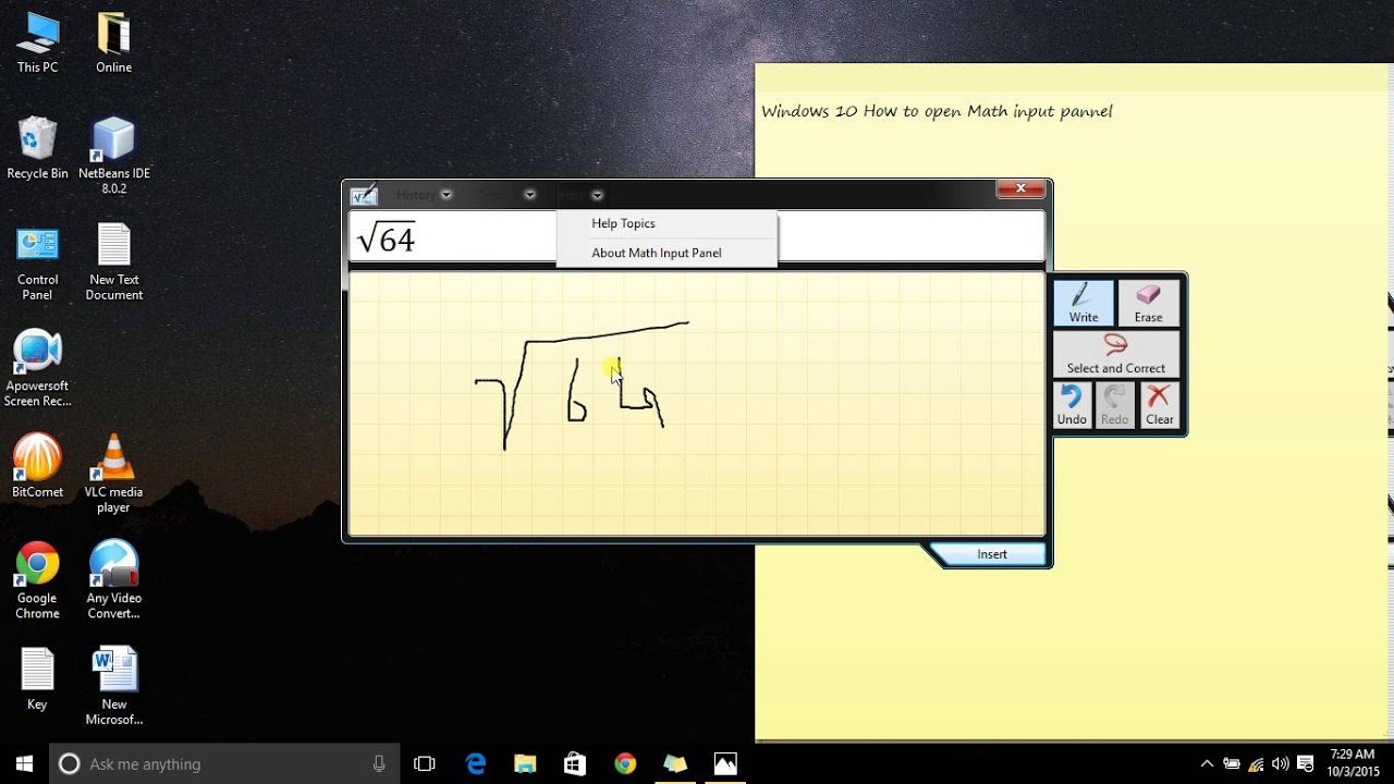 windows math input panel